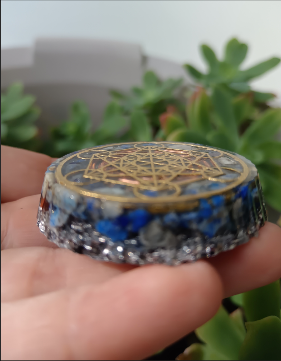 Colgante de Orgonita con Cubo de Metatrón y Lapislázuli